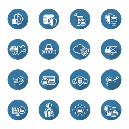 Flat Design Protection and Security Icons Set.  Isolated Illustration.のイラスト素材