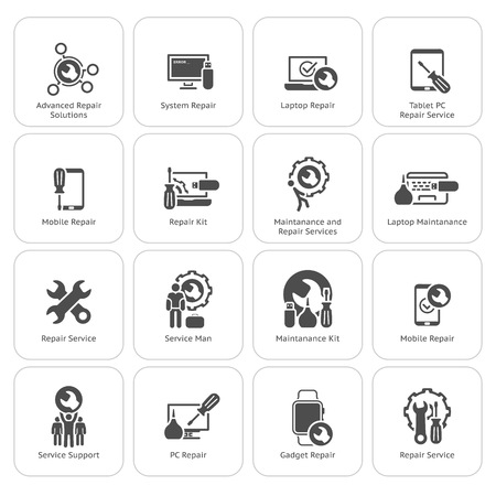 Repair Service and Maintenance Icons Set.  Isolated Illustration.のイラスト素材