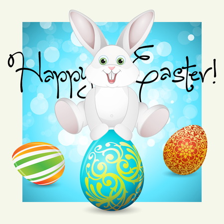 Easter Background Card with Eggs and Rabbitのイラスト素材