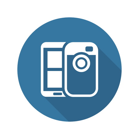 Mobile Photo Blogging Icon. Flat Design. Mobile Devices and Services Concept. Isolated Illustration.のイラスト素材