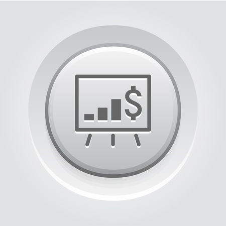 Growing Business Icon. Business Presentation. Grey Button Designのイラスト素材