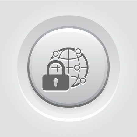 Global Security Icon. Business Concept. Grey Button Designのイラスト素材
