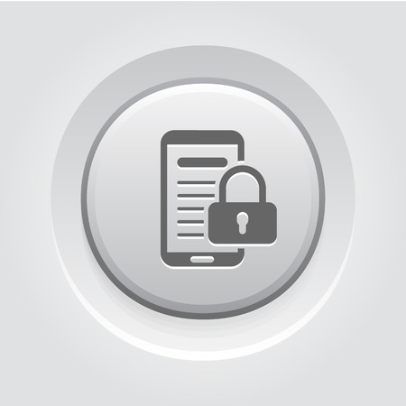 Mobile Security Icon. Business Concept. Grey Button Designのイラスト素材