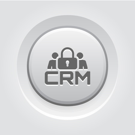 CRM Security  Icon. Business and Finance. Grey Button Designのイラスト素材