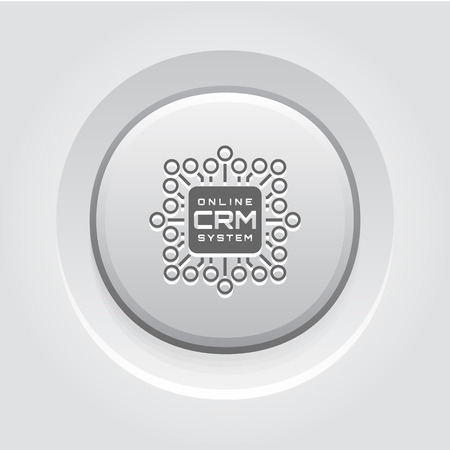 Online  CRM System Icon. Business and Finance. Grey Button Designのイラスト素材