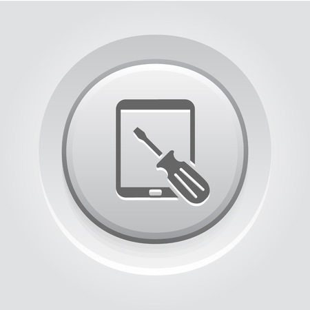 Tablet PC  Repair Service Icon. Grey Button Designのイラスト素材