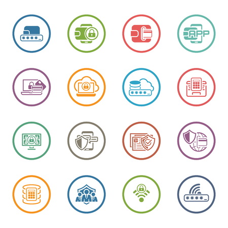 Flat Design Security and Protection Icons Set. Isolated Illustration.のイラスト素材