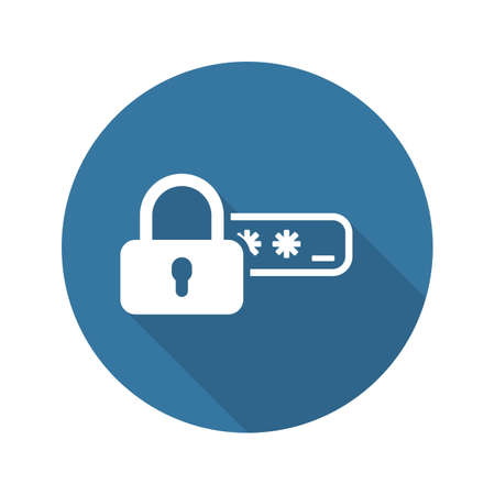 Safety Access and Password Protection Icon. Flat Design. Security Concept with a Padlock and a Password box. Isolated Illustration. App Symbol or UI element.のイラスト素材