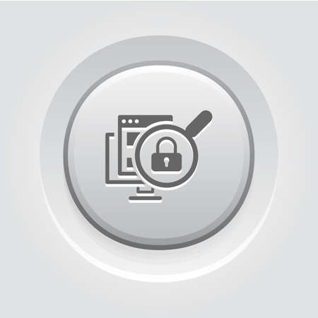 Cyber Security Icon. Flat Design. Security concept with a padlock and a points. App Symbol or UI element. Grey Button Designのイラスト素材