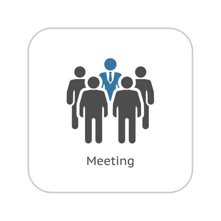 Meeting Icon. Flat Design. A group of people at the meeting. App Symbol or UI element.のイラスト素材