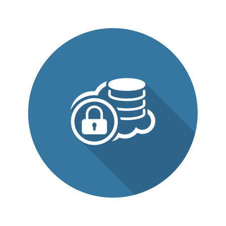 Secure Cloud Storage Icon. Flat Design. Security concept with a cloud and a padlock. Isolated Illustration. App Symbol or UI element.のイラスト素材