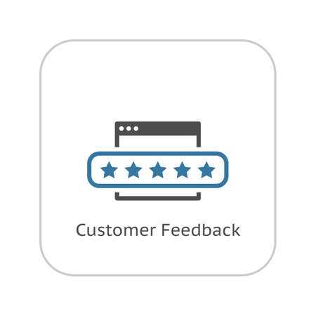 Customer Feedback Icon. Flat Design Isolated Illustration. App Symbol or UI element. Web Page with five stars.のイラスト素材