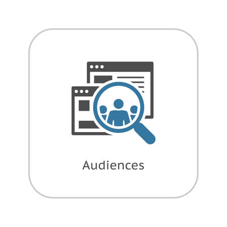 Audiences Icon. Business Concept. Flat Design Isolated Illustration. App Symbol or UI element. Laptop with online consultant session.のイラスト素材