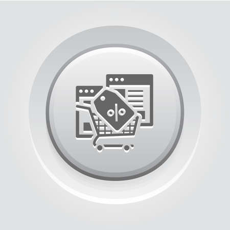 Discount Icon. Grey Button Design. Isolated Illustration. App Symbol or UI element. Web Pages with Popup Offer.のイラスト素材