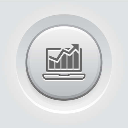 Traffic Icon. Grey Button Design. Isolated Illustration. App Symbol or UI element. Laptop with Growing Graph.のイラスト素材