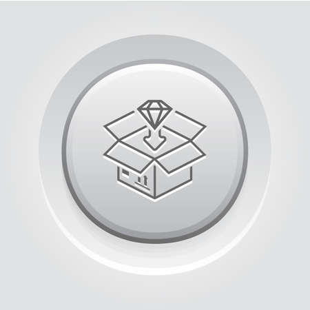 Packing Icon. Grey Button Design. Isolated Illustration. App Symbol or UI element. Product packaging in a box.のイラスト素材