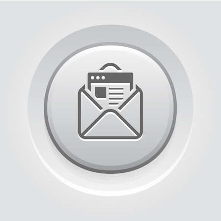 Email Marketing Icon. Grey Button Design. Isolated Illustration. App Symbol or UI element. Envelope with message.のイラスト素材