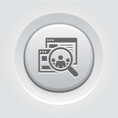 Audiences Icon. Business Concept. Grey Button Design. Isolated Illustration. App Symbol or UI element. Laptop with online consultant session.のイラスト素材