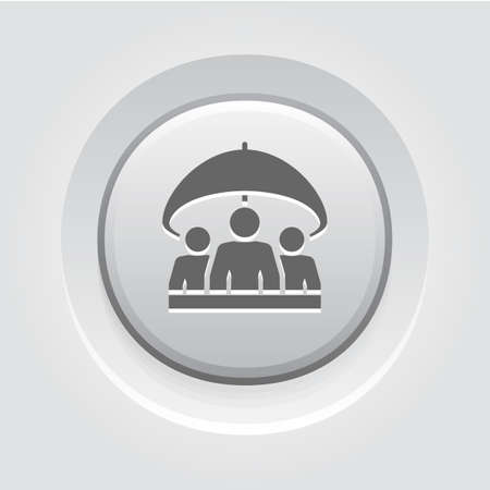 Group Life Insurance Icon. Grey Button Design. Isolated Illustration.のイラスト素材