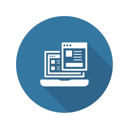 Landing Page Icon. Business and Finance. Isolated Illustration. Laptop with web page. Laptop computer with landing page.のイラスト素材