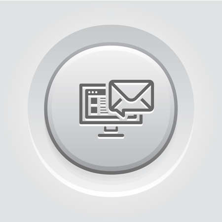 E-mail Marketing Icon. Business and Finance. Isolated Illustration. Desktop computer with e-mail notification. Grey Button Design.のイラスト素材