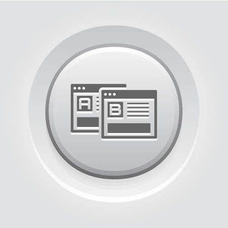 A-B Testing Icon. Business and Finance. Isolated Illustration. Two web pages to testing a b variations. Grey Button Design.のイラスト素材