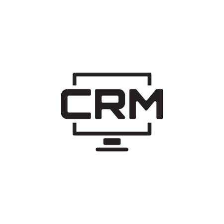 Desktop CRM System Icon. Flat Design.のイラスト素材