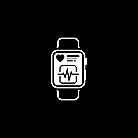 Fitness App Icon in black background. Flat Design.のイラスト素材