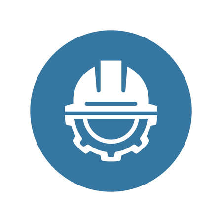 Engineering Icon. Gear and Hard Hat. Development Symbol.のイラスト素材