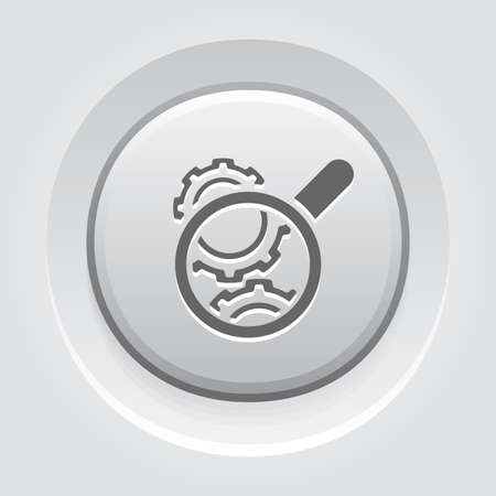 Cog Wheels Inspection Icon. Gears and Magnifier. Engineering Symbol.のイラスト素材