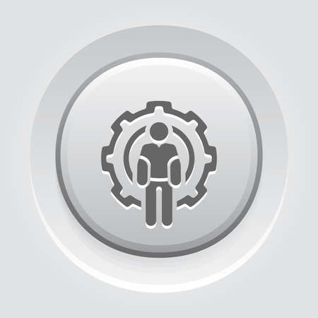 Technician Icon. Man and Cog Wheel. Engineering Symbol.のイラスト素材
