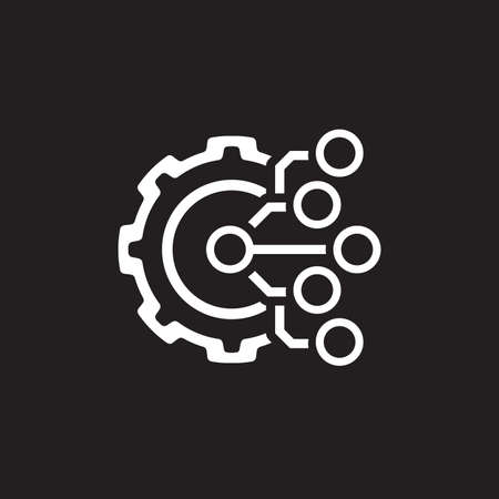 Technology Icon. Gear and Electronic. Digital Factory Symbol.のイラスト素材