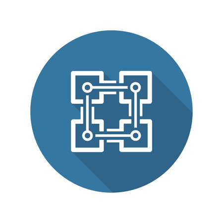 Blockchain Icon. Modern computer network technology sign. Digital graphic symbol. Bitcoin Technology. Concept design elements.のイラスト素材