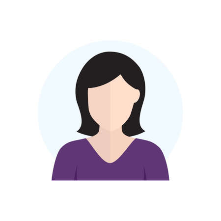 Vector Flat Style Character Avatar Icon Femaleのイラスト素材