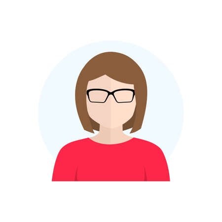 Vector Flat Style Character Avatar Icon Femaleのイラスト素材