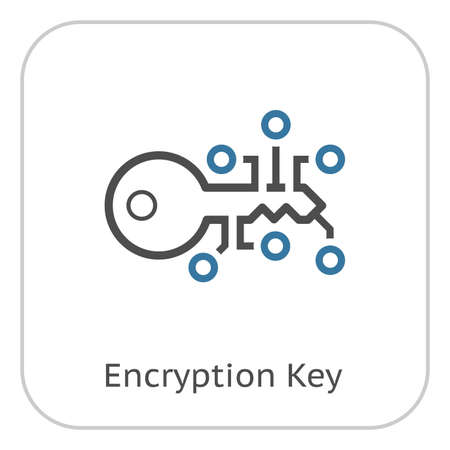 Encryption key icon illustration with border on white background.のイラスト素材