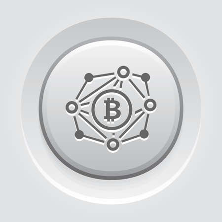 Blockchain Network Icon   isolated on pink backgroundのイラスト素材