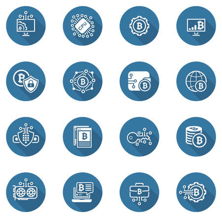 Cryptograph and Blockchain Cryptocurrency Icons.のイラスト素材