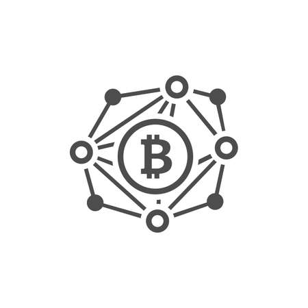 Block chain Network Icon isolated on plain backgroundのイラスト素材