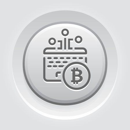Bitcoin Mining Button Icon. Vector illustration.のイラスト素材