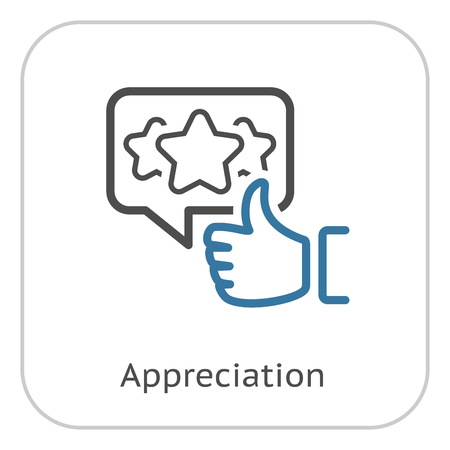 Appreciation Line Icon. Client Satisfaction symbol. Customer Relationship Management. Isolated UI element.のイラスト素材