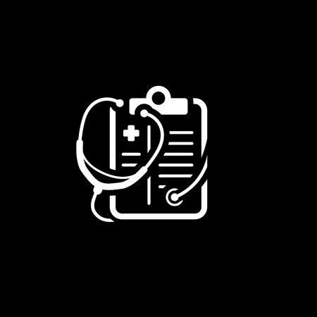 Medical Services Flat Icon Design. Clipboard with Stethoscope. Medical Servicesのイラスト素材