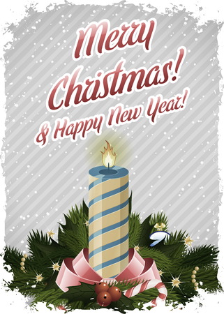 Merry Christmas Greeting Card Retro Christmas letteringのイラスト素材