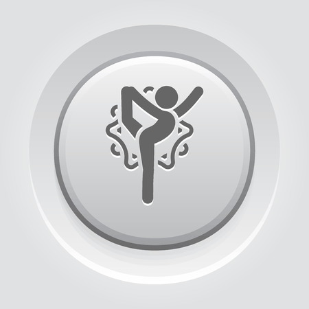 Yoga Lord of the Dance Pose Icon. Flat Design Yoga Poses with Mandala Ornament in Back. Isolated Illustration.のイラスト素材