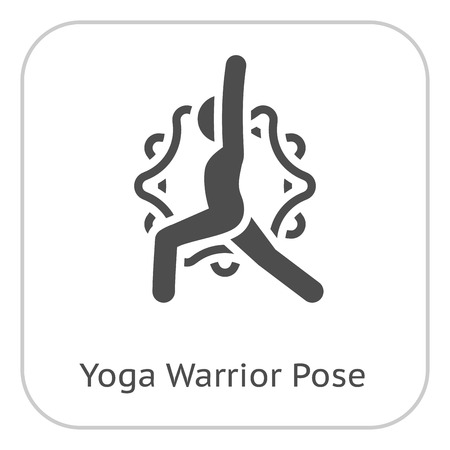 Yoga Warrior Pose Icon. Flat Design Isolated Illustration.のイラスト素材