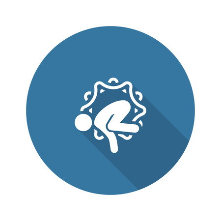 Yoga Crow Pose Icon. Flat Design Isolated Illustration.のイラスト素材