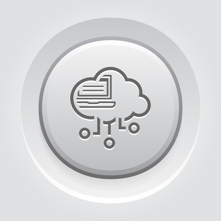 Simple Virtual Desktop Vector Button Icon with open laptop.のイラスト素材