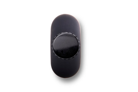 Matte black perfume bottle isolated on white backgroundの写真素材