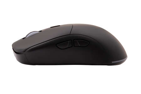 Black gaming wireless laser computer mouse isolated on white background