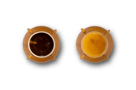 clay pot isolated on white backgroundの写真素材